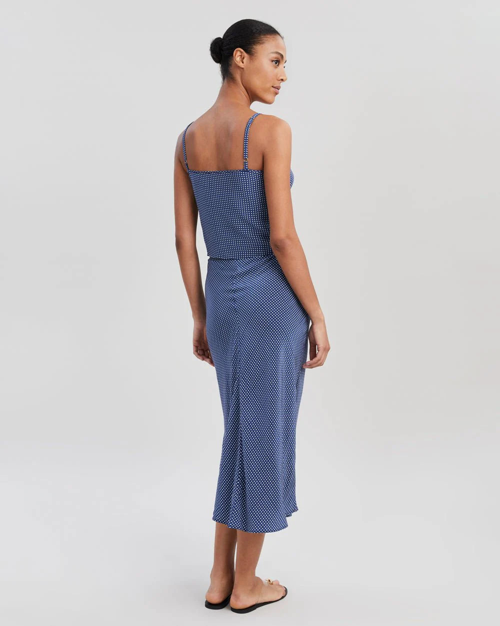 The Brielle Skirt - Midnight Blue Polka Dot by Solid & Striped — view 3