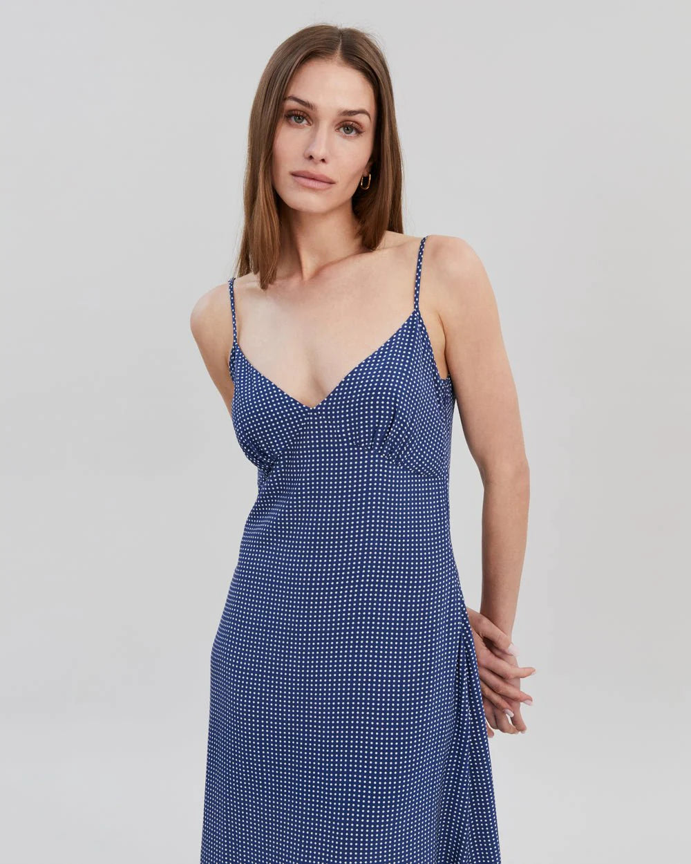 The Rosetta Dress - Midnight Blue Polka Dot by Solid & Striped — alternate view