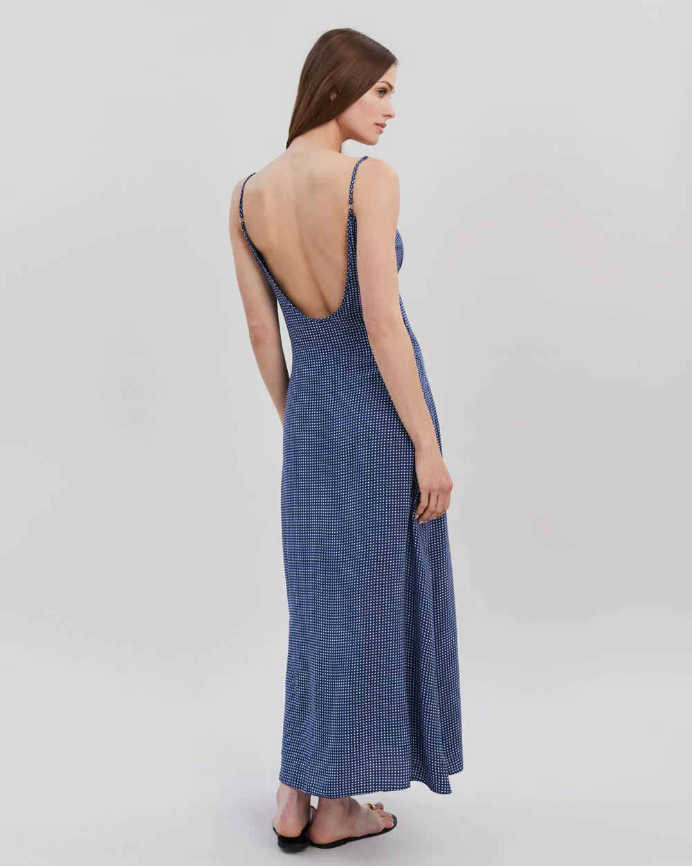The Rosetta Dress - Midnight Blue Polka Dot by Solid & Striped — view 4