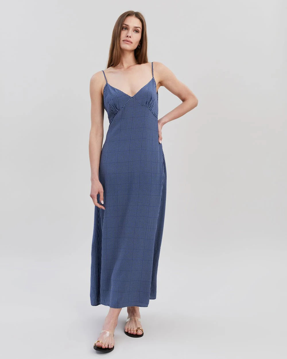 The Rosetta Dress - Midnight Blue Polka Dot by Solid & Striped | 25 South Boutiques