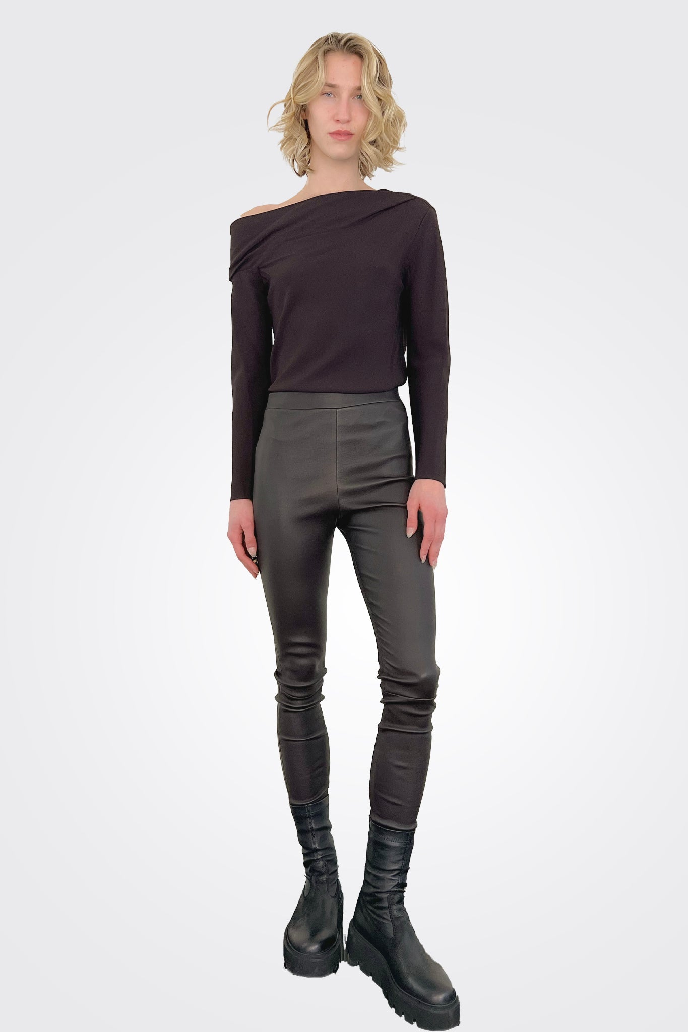 One Shoulder Long Sleeve - Mink by Theory — view 4
