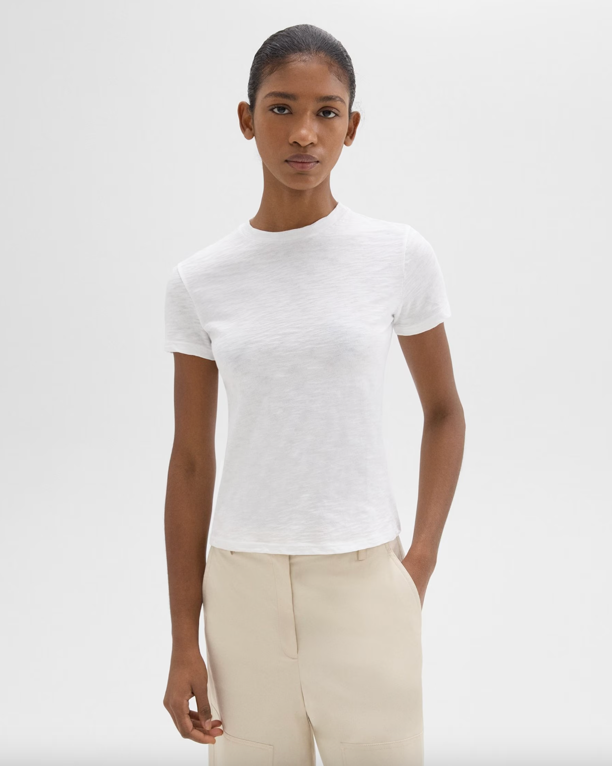Organic Slub Cotton Tiny Tee - White by Theory | 25 South Boutiques