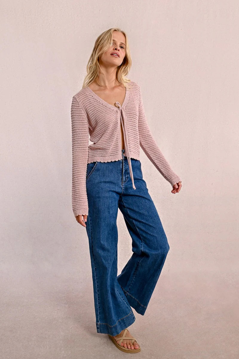 Tieable Mesh Bolero - Light Pink by Molly Bracken — view 5