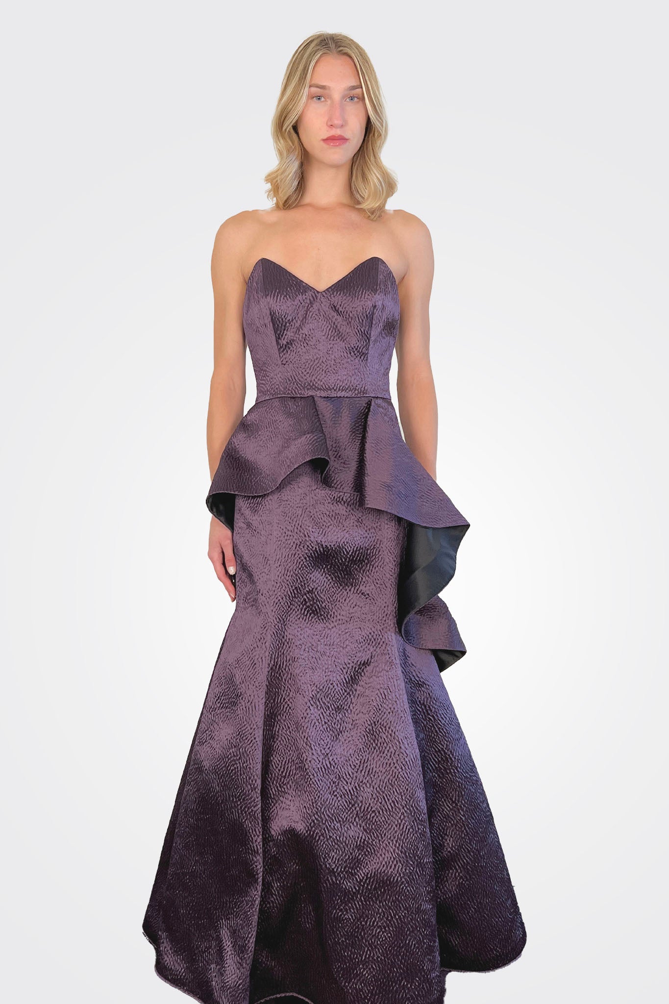 Strapless Ruffle Gown - Plum by Tina Di Martina | 25 South Boutiques