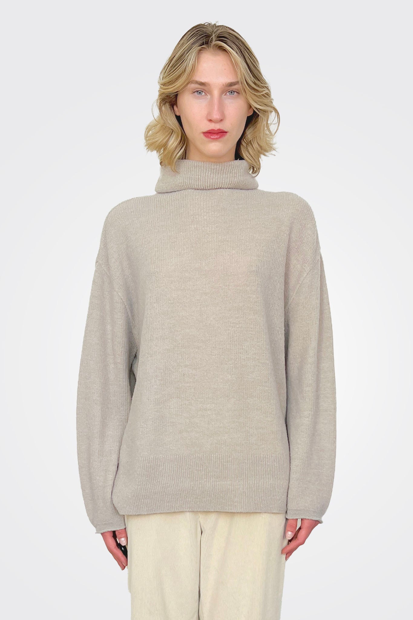 Fine Boucle Knit Turtleneck - Greige by Pas de Calais | 25 South Boutiques