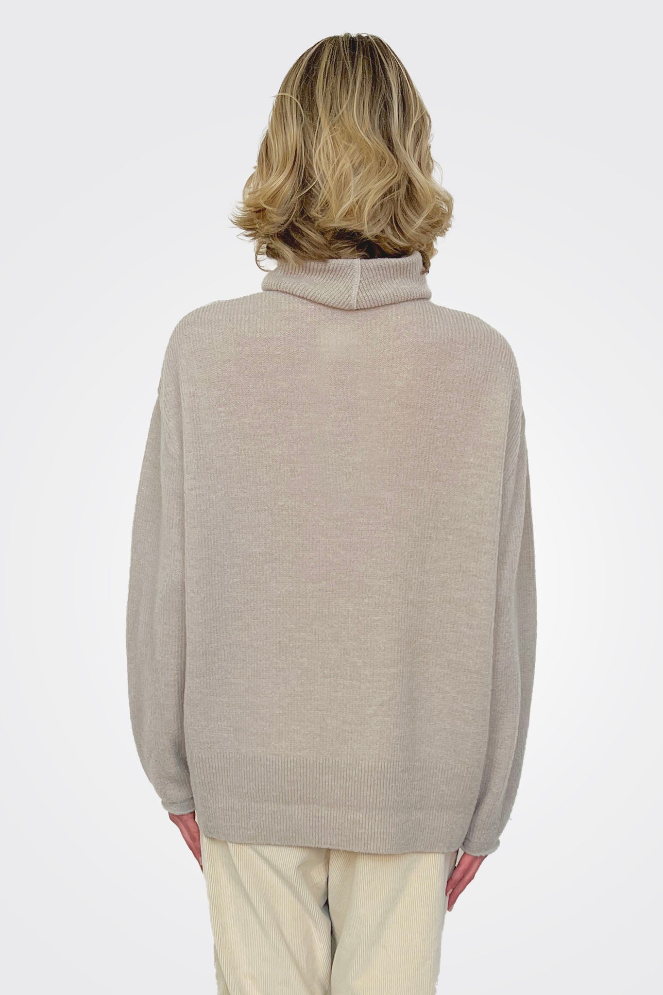 Fine Boucle Knit Turtleneck - Greige by Pas de Calais — alternate view