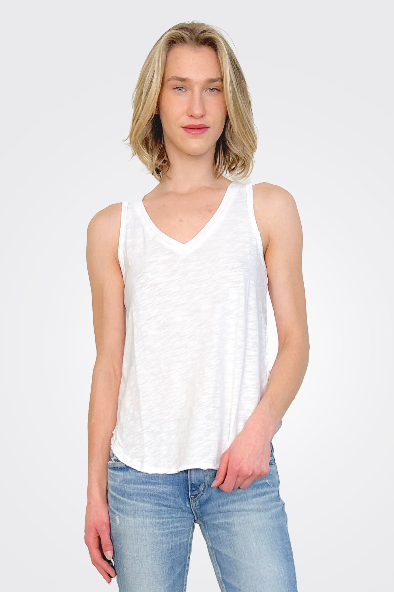 V Neck Tank - White by Dylan | 25 South Boutiques
