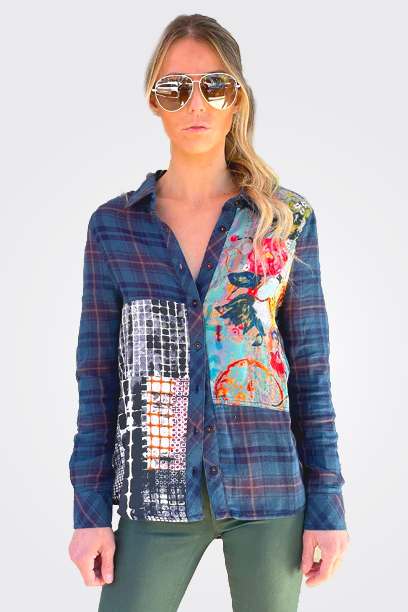Nava Button Up Shirt - Navy by Tolani | 25 South Boutiques