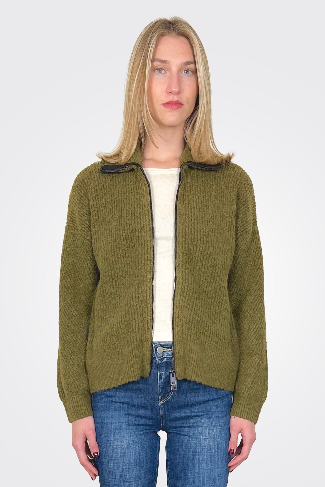 Cali Zip Up Sweater - Topiary by Michael Stars — alternate view