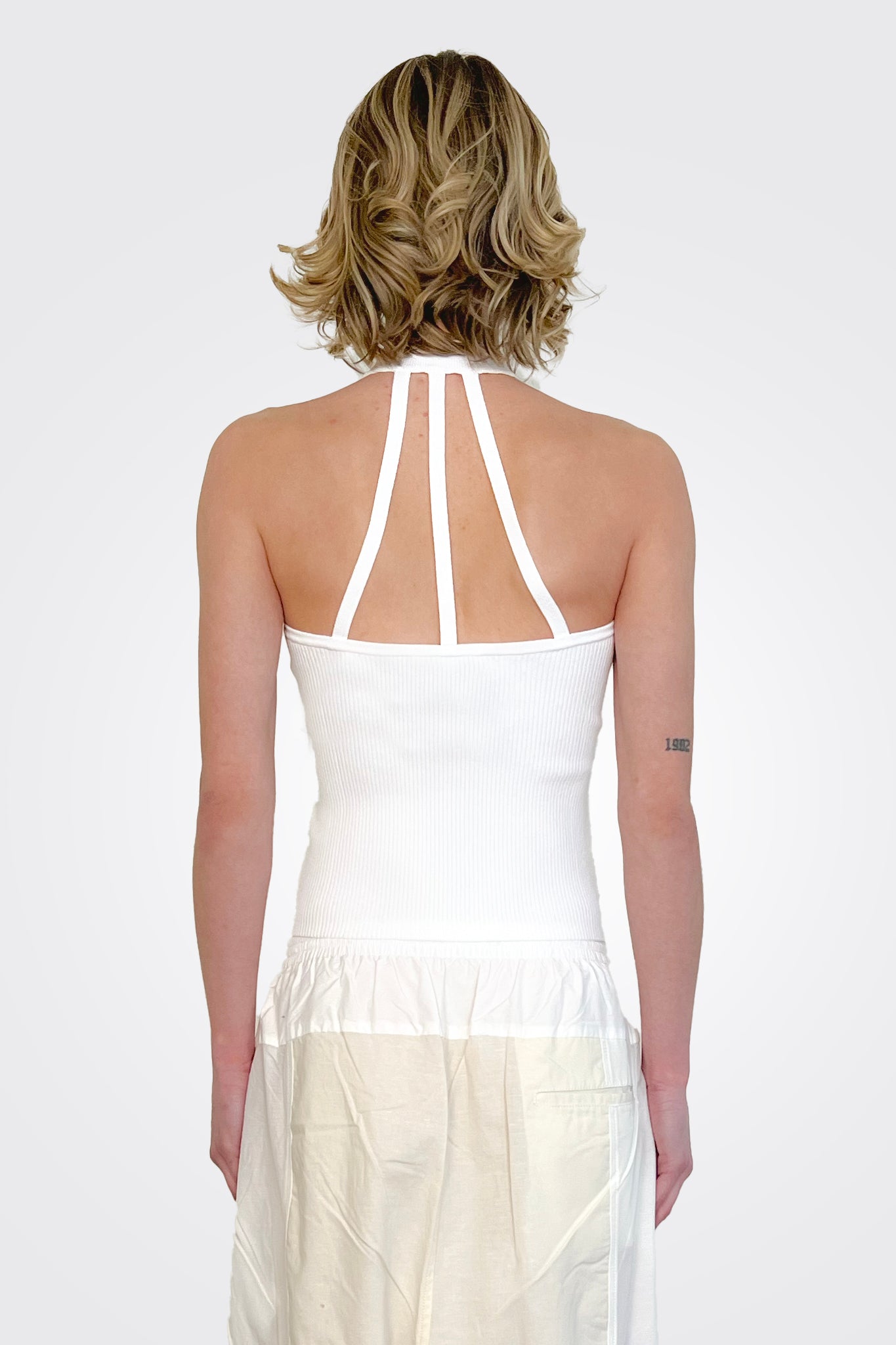 Rib Halter Sunburst Straps - White by Autumn Cashmere — alternate view