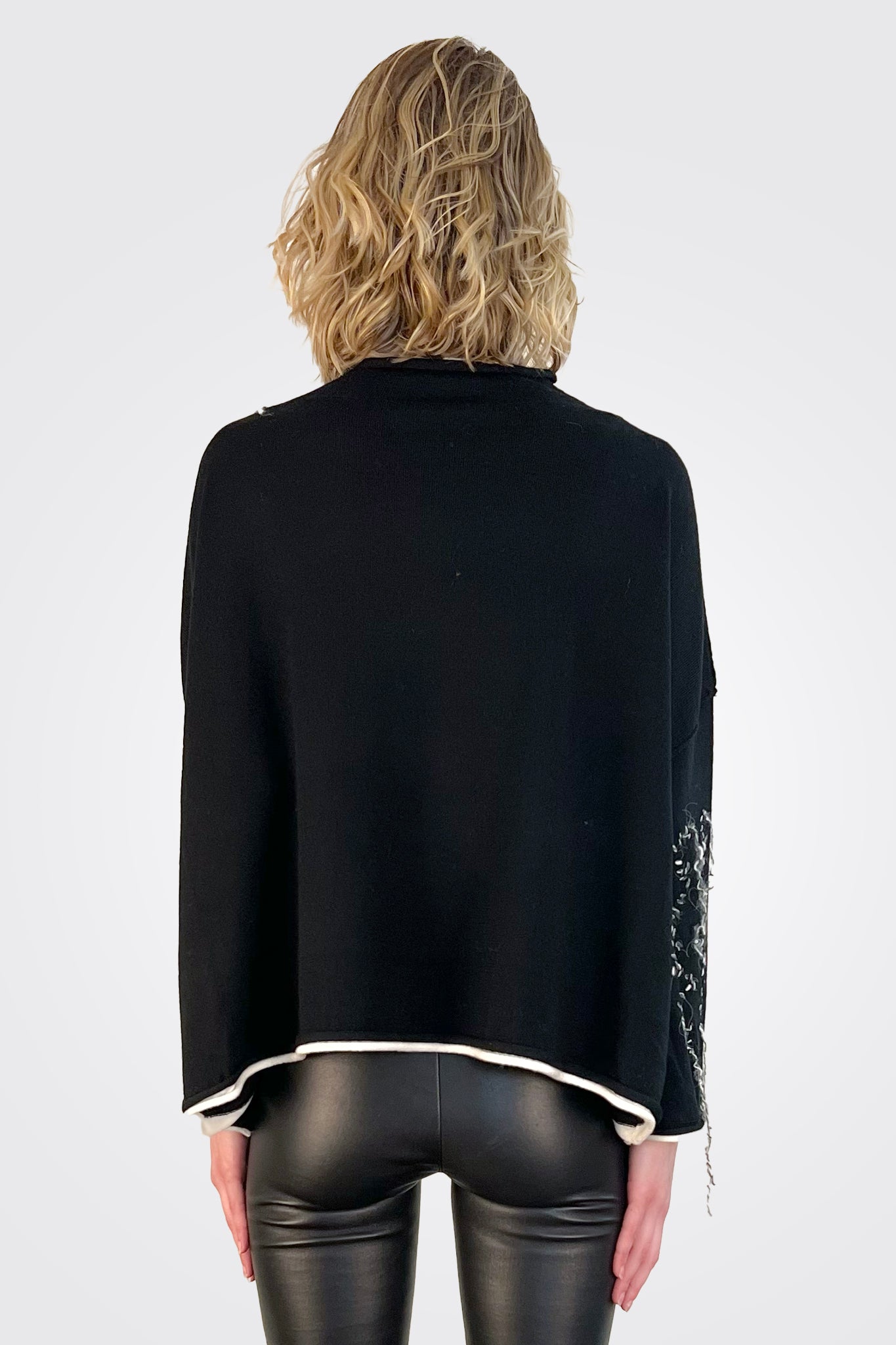 Two Tone Stitched Pullover - Black / White by Banana Blue — alternate view