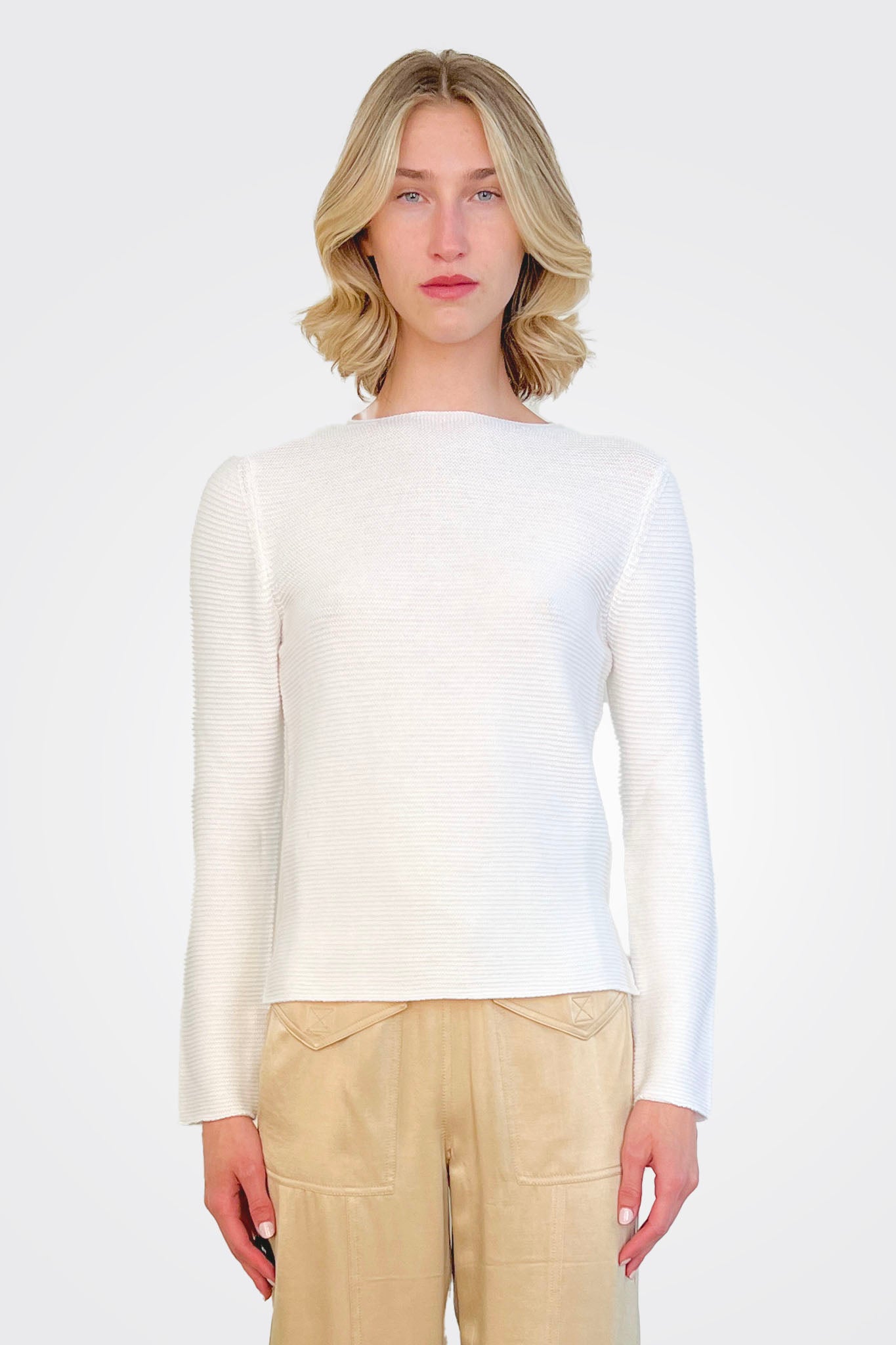 Wide Crewneck Top - White by Gran Sasso | 25 South Boutiques