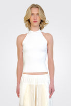 Rib Halter Sunburst Straps - White by Autumn Cashmere | 25 South Boutiques