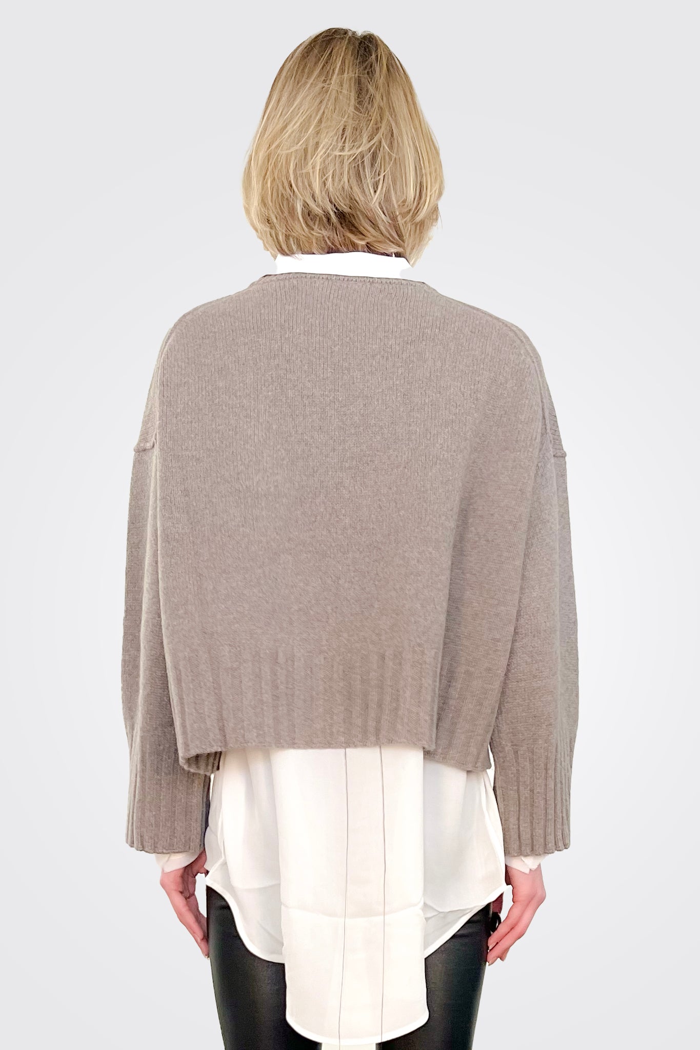 Eco Cashmere Crew Neck Sweater - Taupe by Isabel Benenato — alternate view