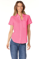 Button Front Collar Shirt - Tropical Pink by Bobi | 25 South Boutiques