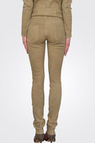 Suede Stretch Leather Pants - Taupe by Giorgio Brato — view 3