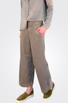 Wide Leg Corduroy Trousers - Taupe by Transit Par-Such — view 3