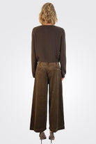 Wide Leg Corduroy Trousers - Chocolate by Transit Par-Such — view 4