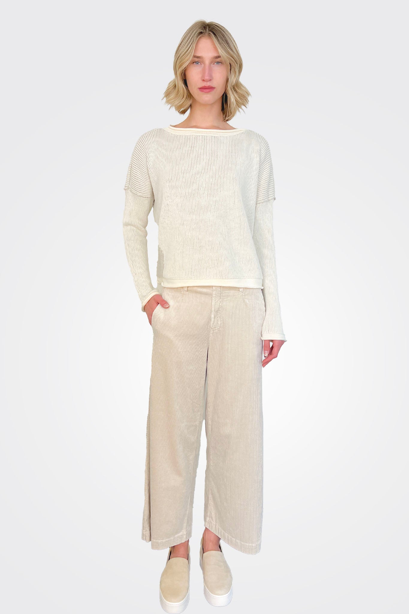 Wide Leg Corduroy Trousers - Sand by Transit Par-Such | 25 South Boutiques