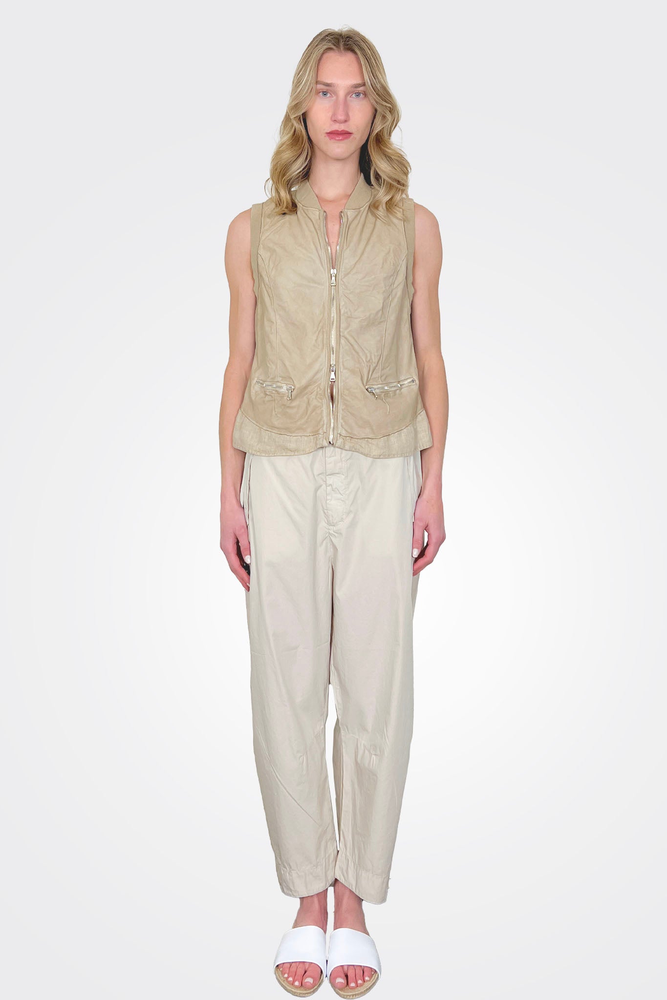 Comfort Fit Light Cotton Trousers - Sand by Transit Par-Such | 25 South Boutiques