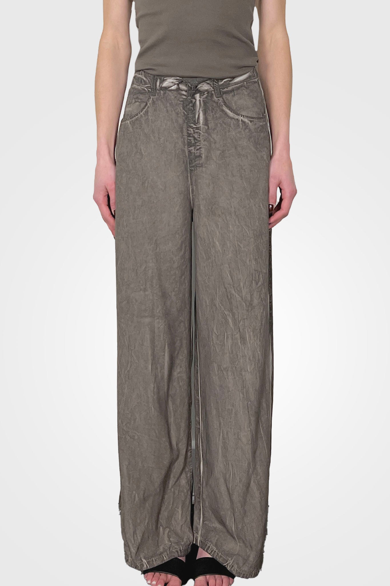 Greige Tie Dye Palazzo Trousers - Brown by Transit Par-Such — alternate view