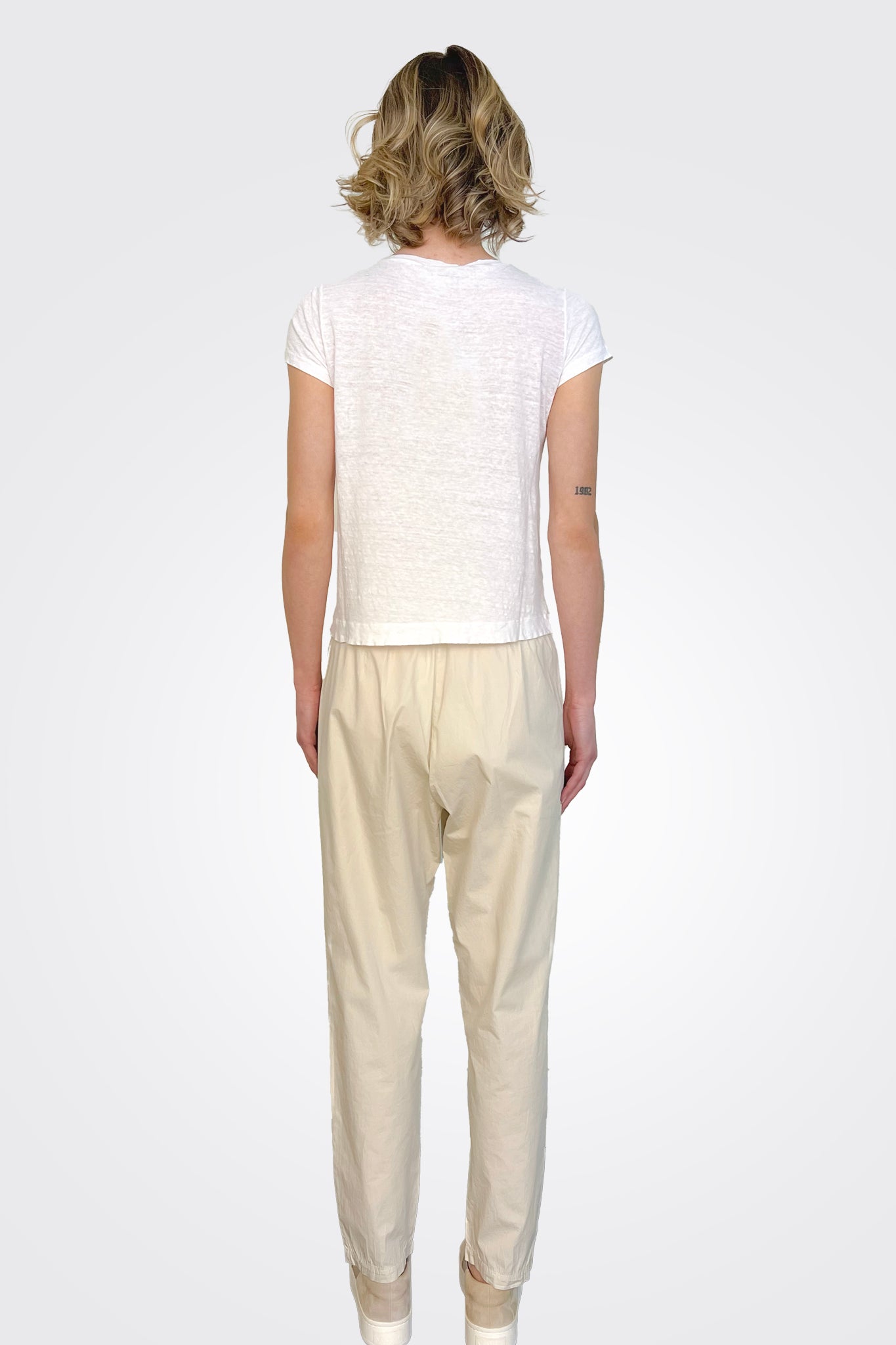 Cotton Stretch Waist Trousers - Ivory by Transit Par-Such — view 4