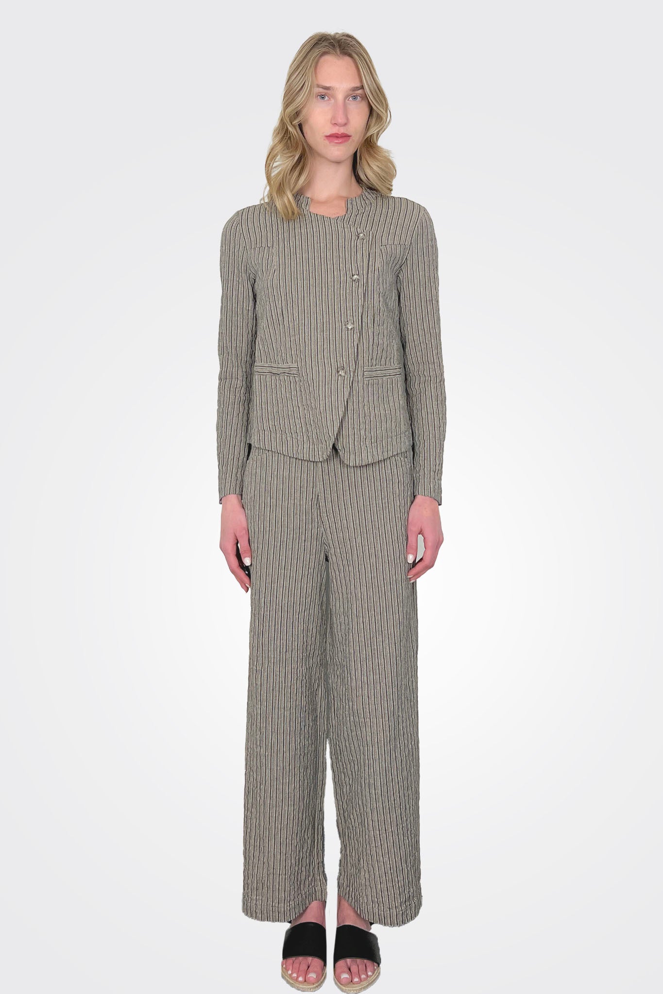 Wide-Leg Embossed Trousers - Taupe by Transit Par-Such | 25 South Boutiques