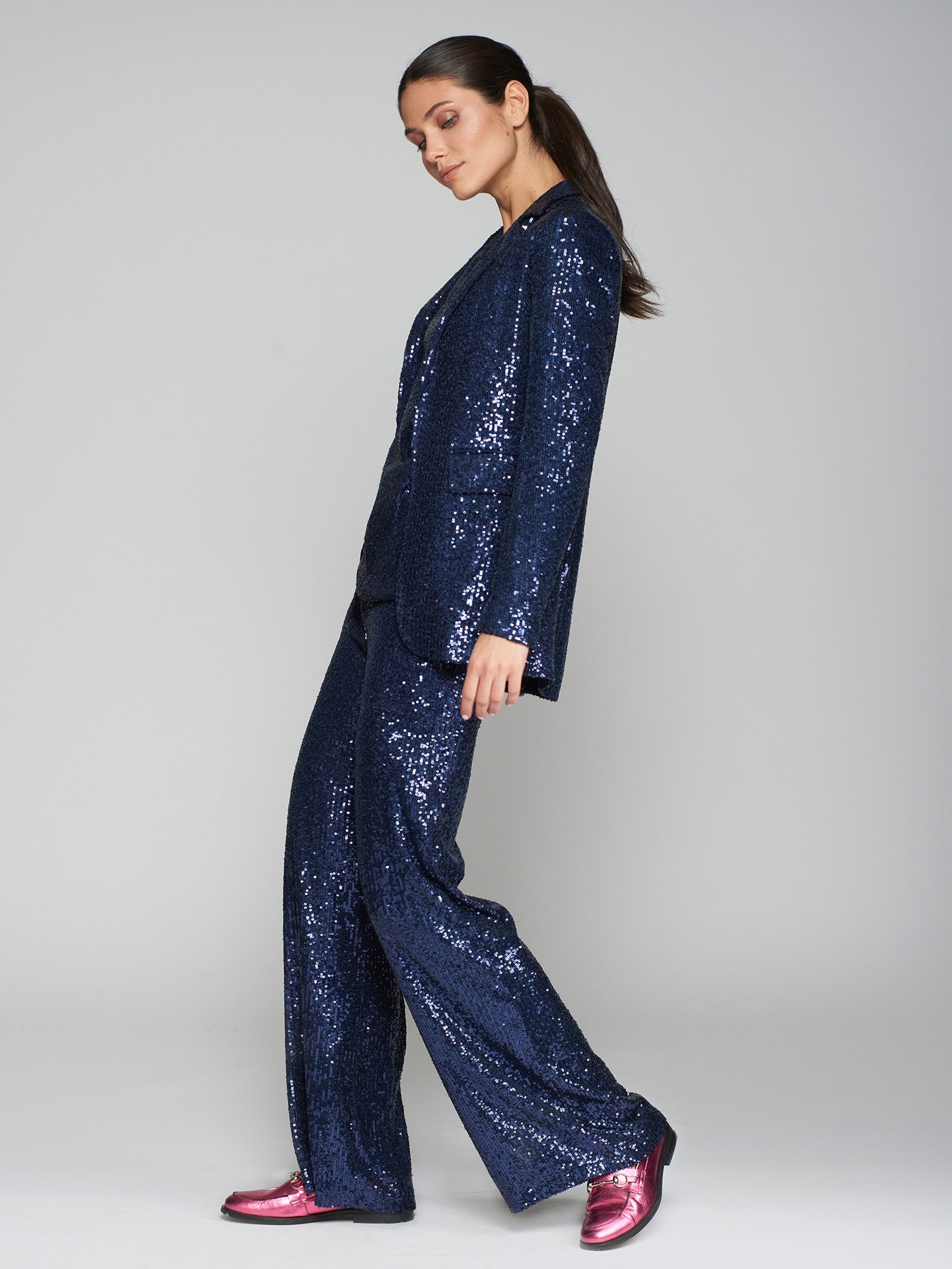 Venus Sequin Trousers - Navy by Vilagallo — alternate view