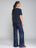 Venus Sequin Trousers - Navy by Vilagallo — view 4