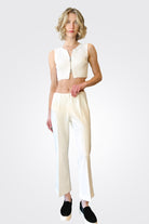 Cropped Ribbed Zip Top - Cream by Liviana Conti — view 3