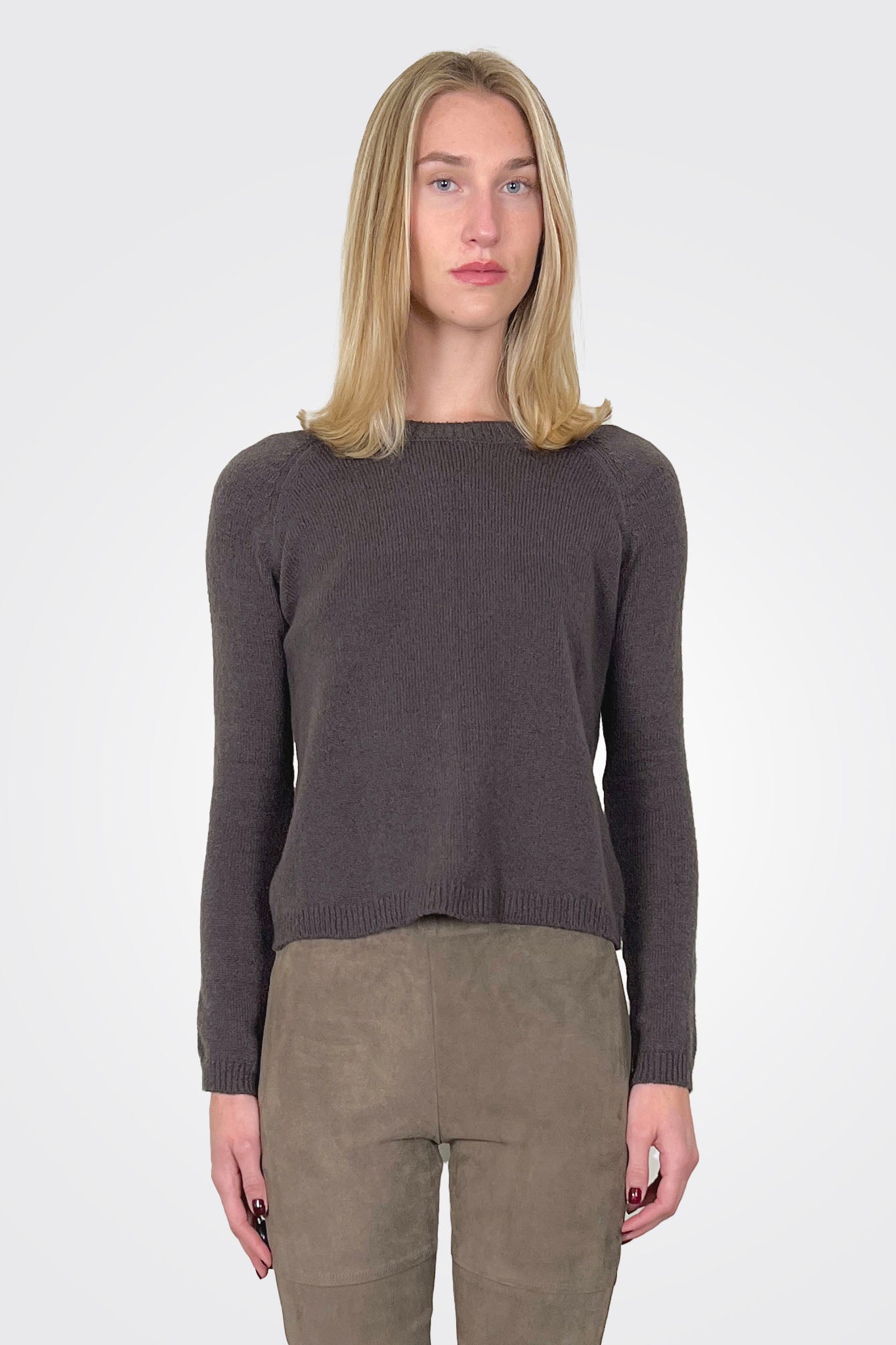 Cashmere Crop Crew Sweater - Truffle by Private 0204 | 25 South Boutiques