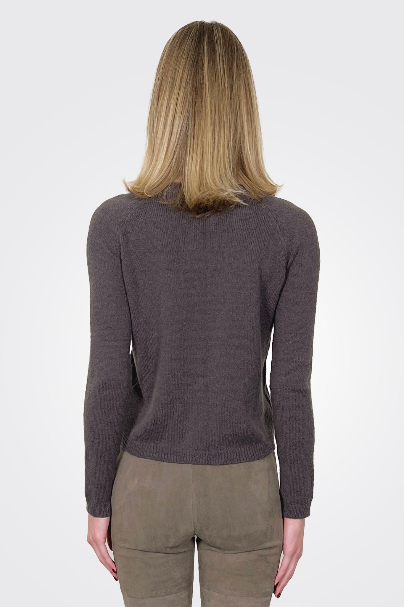 Cashmere Crop Crew Sweater - Truffle by Private 0204 — view 3
