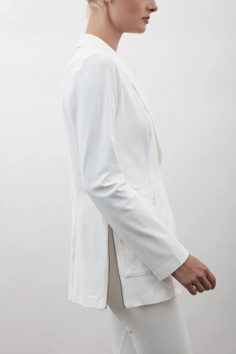 Valbella Tech Stretch Blazer - White by Elaine Kim — alternate view