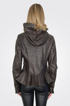 Flared Hem Hooded Leather Jacket - Turf by Rundholz — alternate view