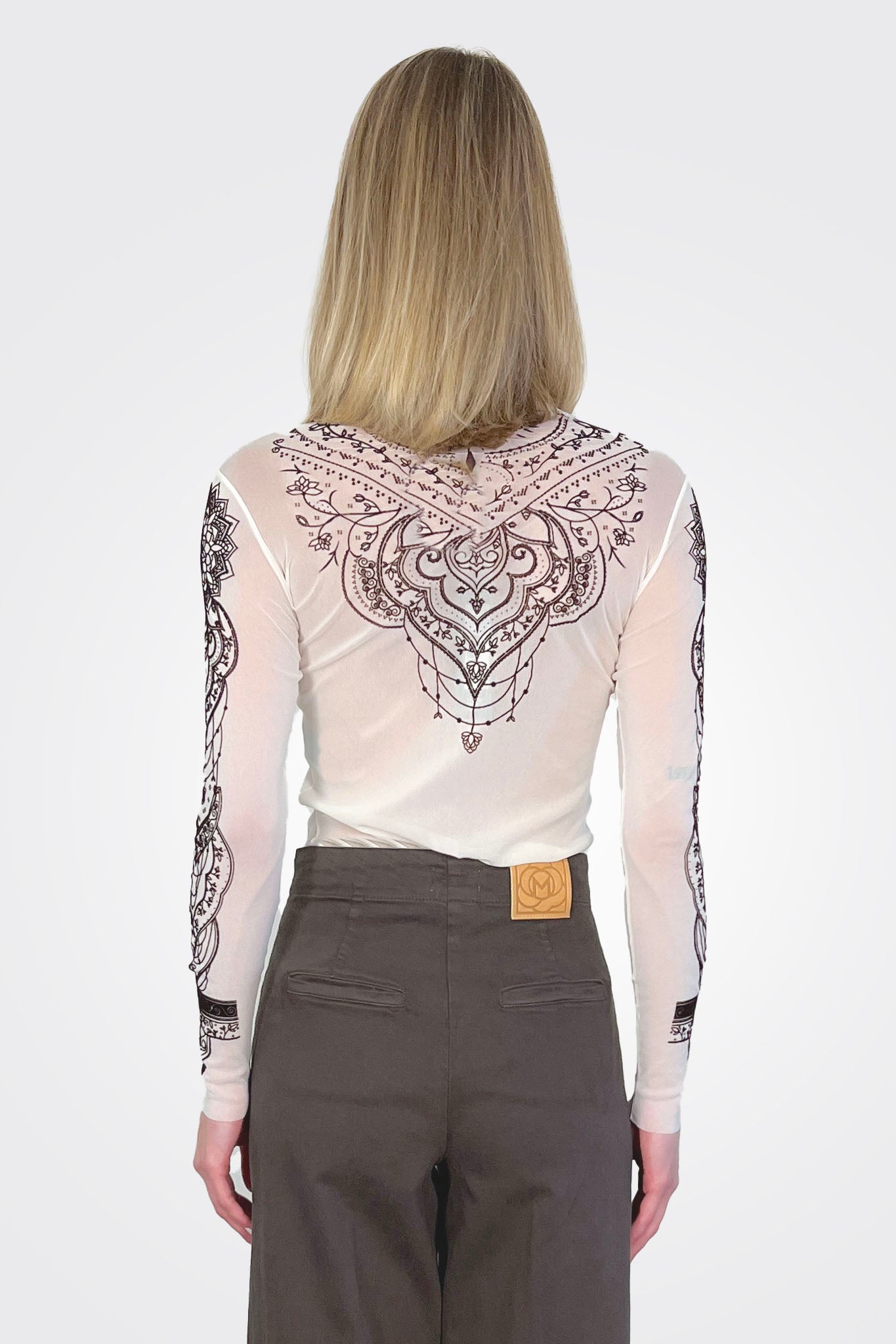Tulle Tatto Flock Turtleneck - Latte by D. Exterior — view 3