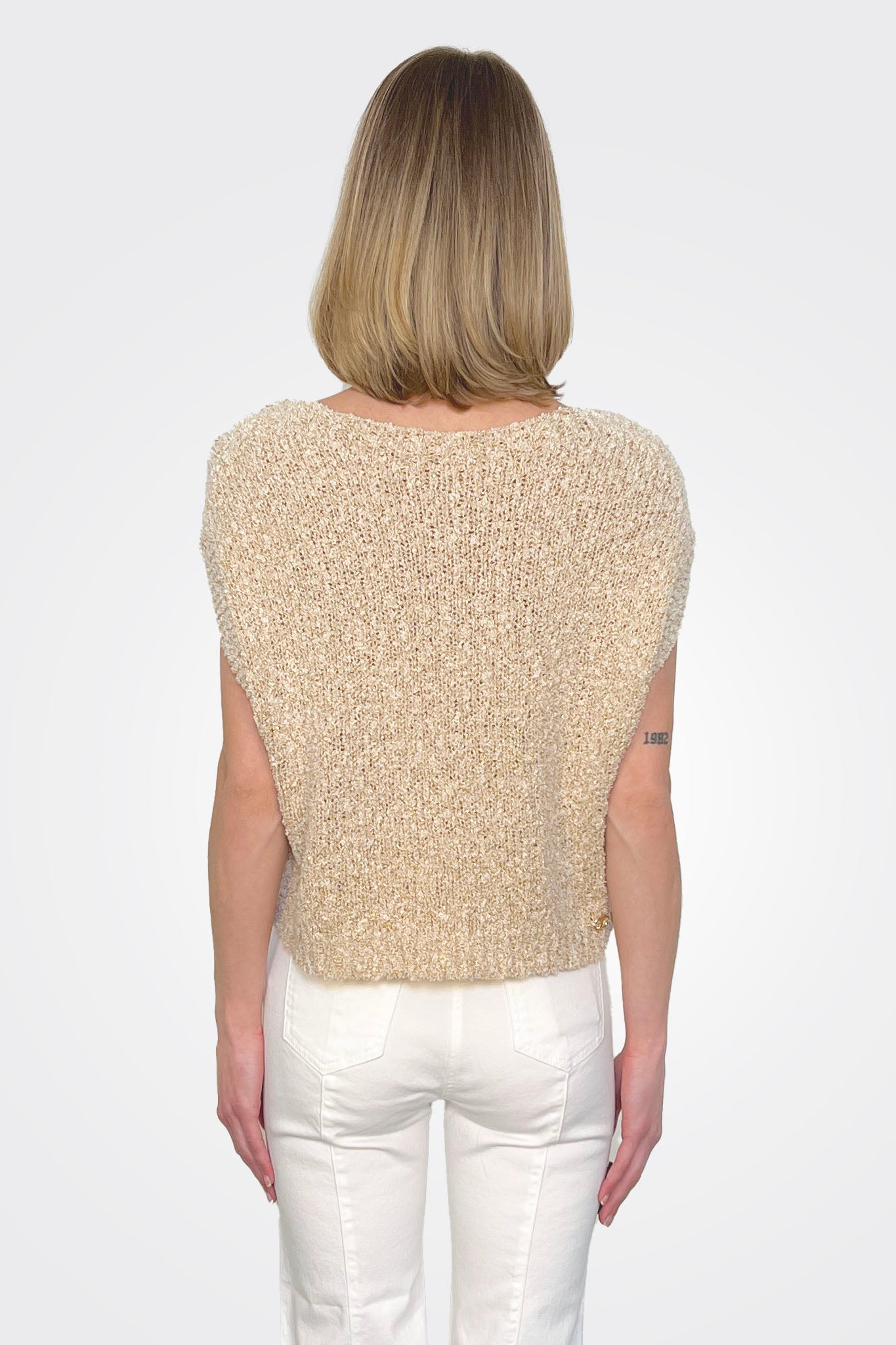 Boucle Gold Knit Sweater - Beige by Twinset — alternate view