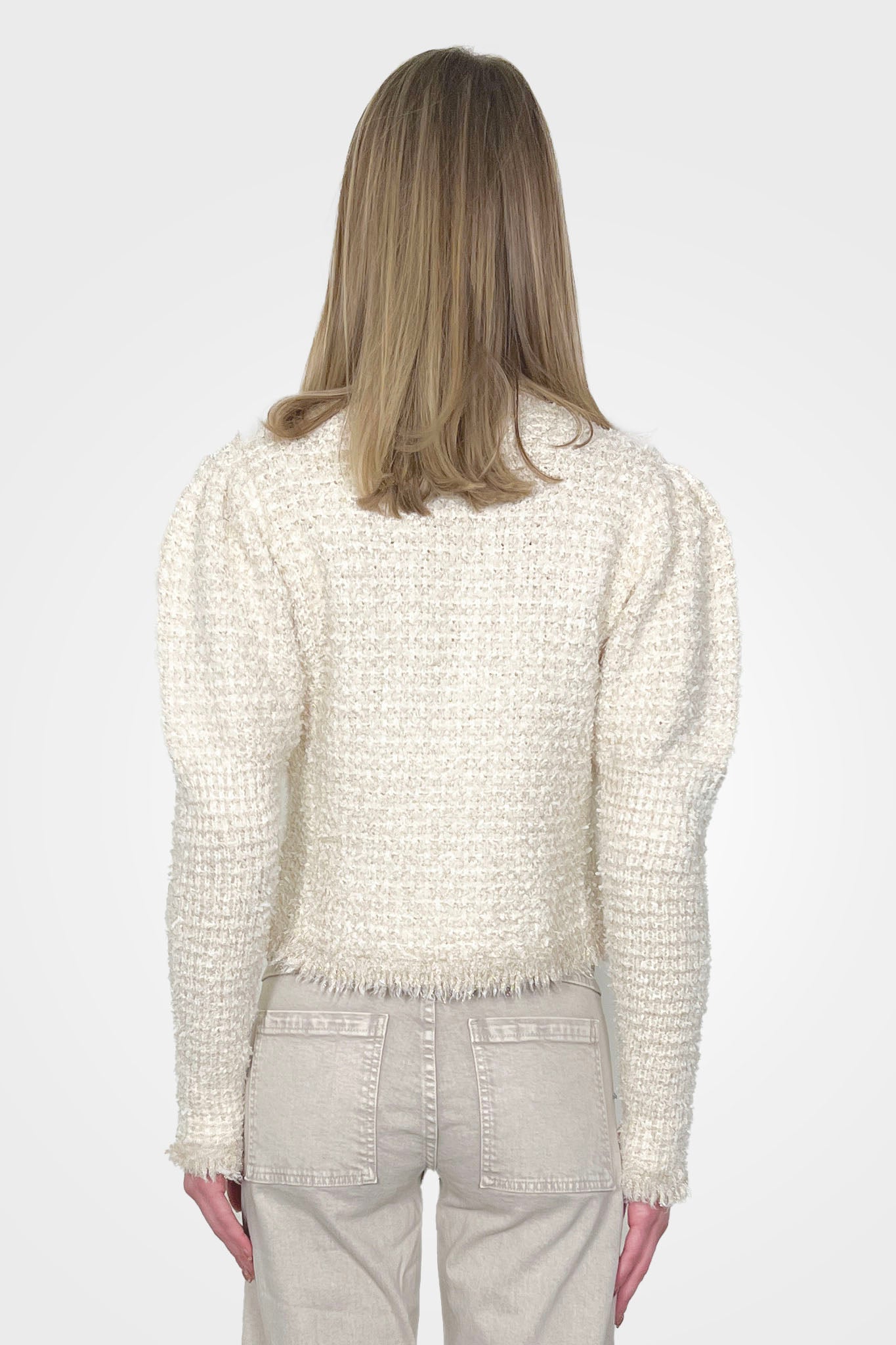 Jacquard Knit Fitted Lurex Jacket - Parchment Jacquard by Twinset — alternate view