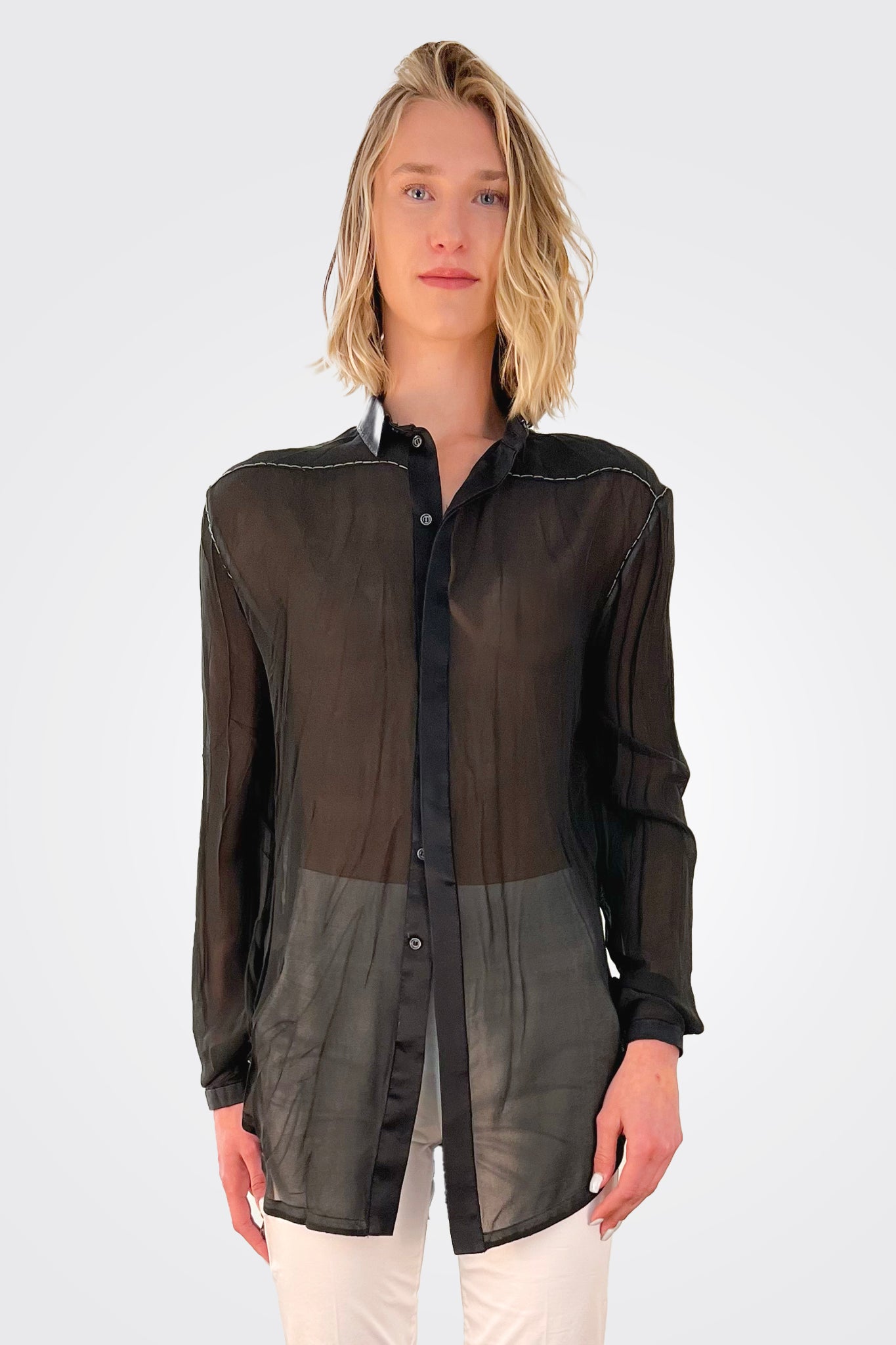 Regular Form Pure Silk Shirt - Black by Umit Unal | 25 South Boutiques