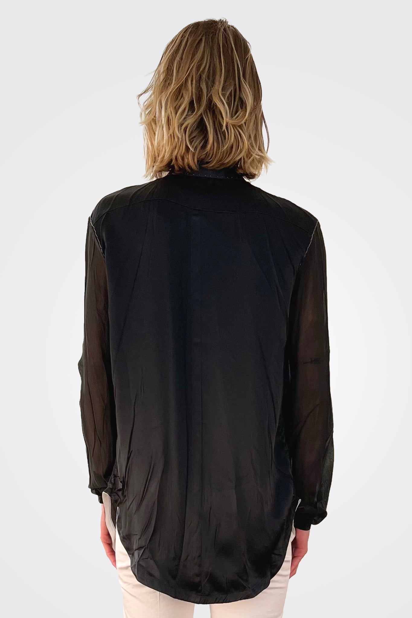 Regular Form Pure Silk Shirt - Black by Umit Unal — alternate view