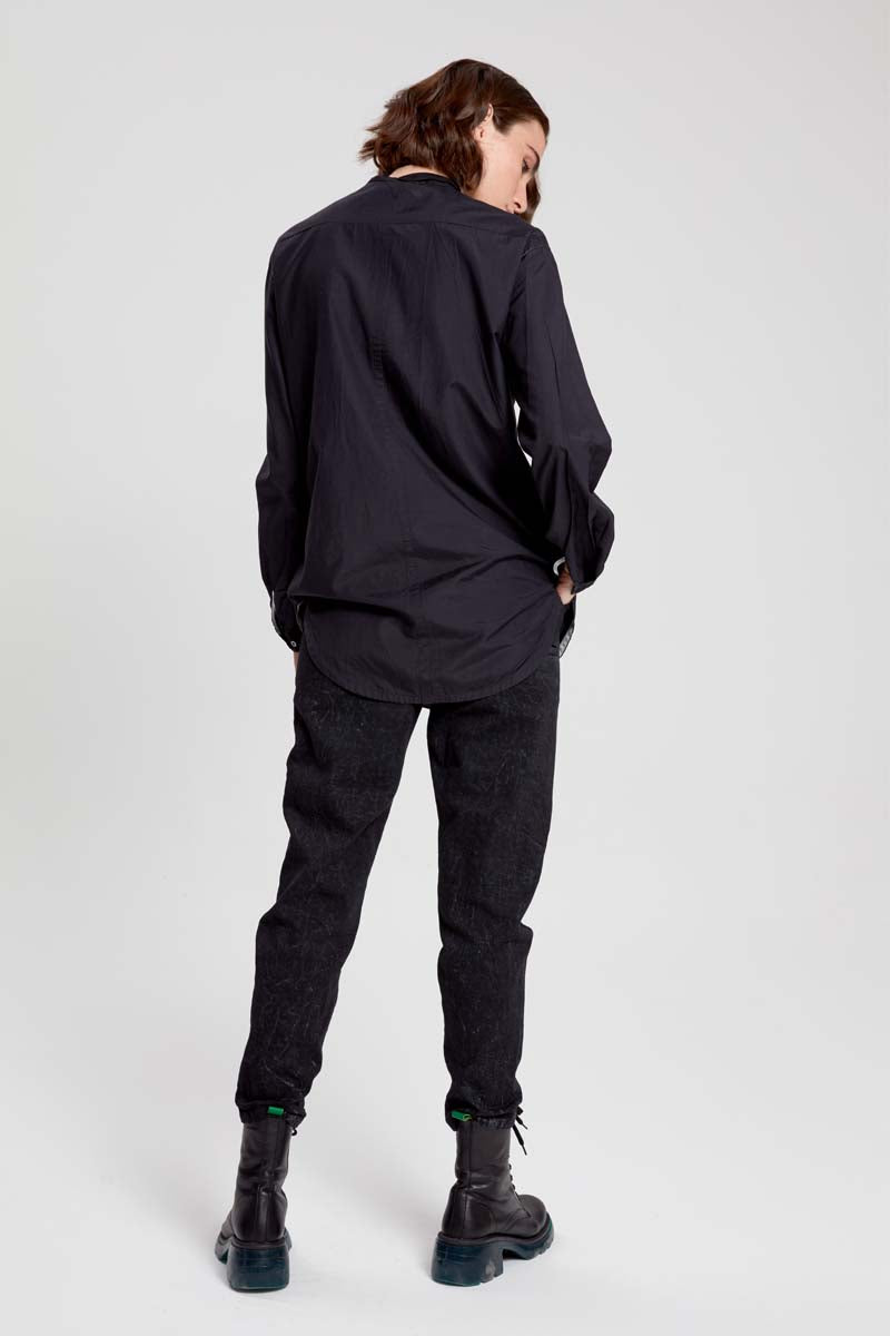 Button Down Blouse - Original Jet Black by Umit Unal — view 5