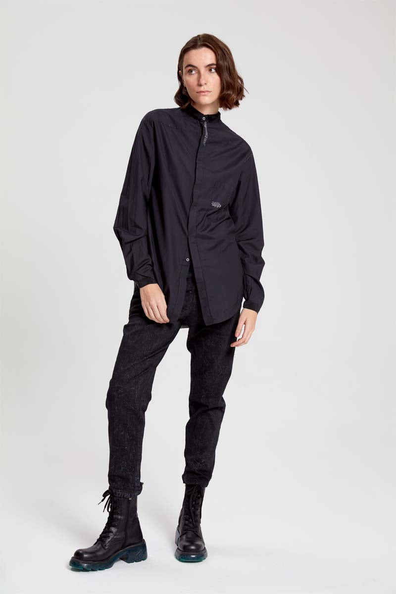 Button Down Blouse - Original Jet Black by Umit Unal — view 4