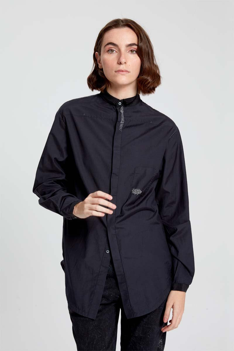 Button Down Blouse - Original Jet Black by Umit Unal | 25 South Boutiques