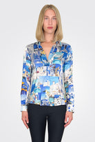 Safari Fitted Blouse - Blue Greece by Unbreakable Evolution | 25 South Boutiques