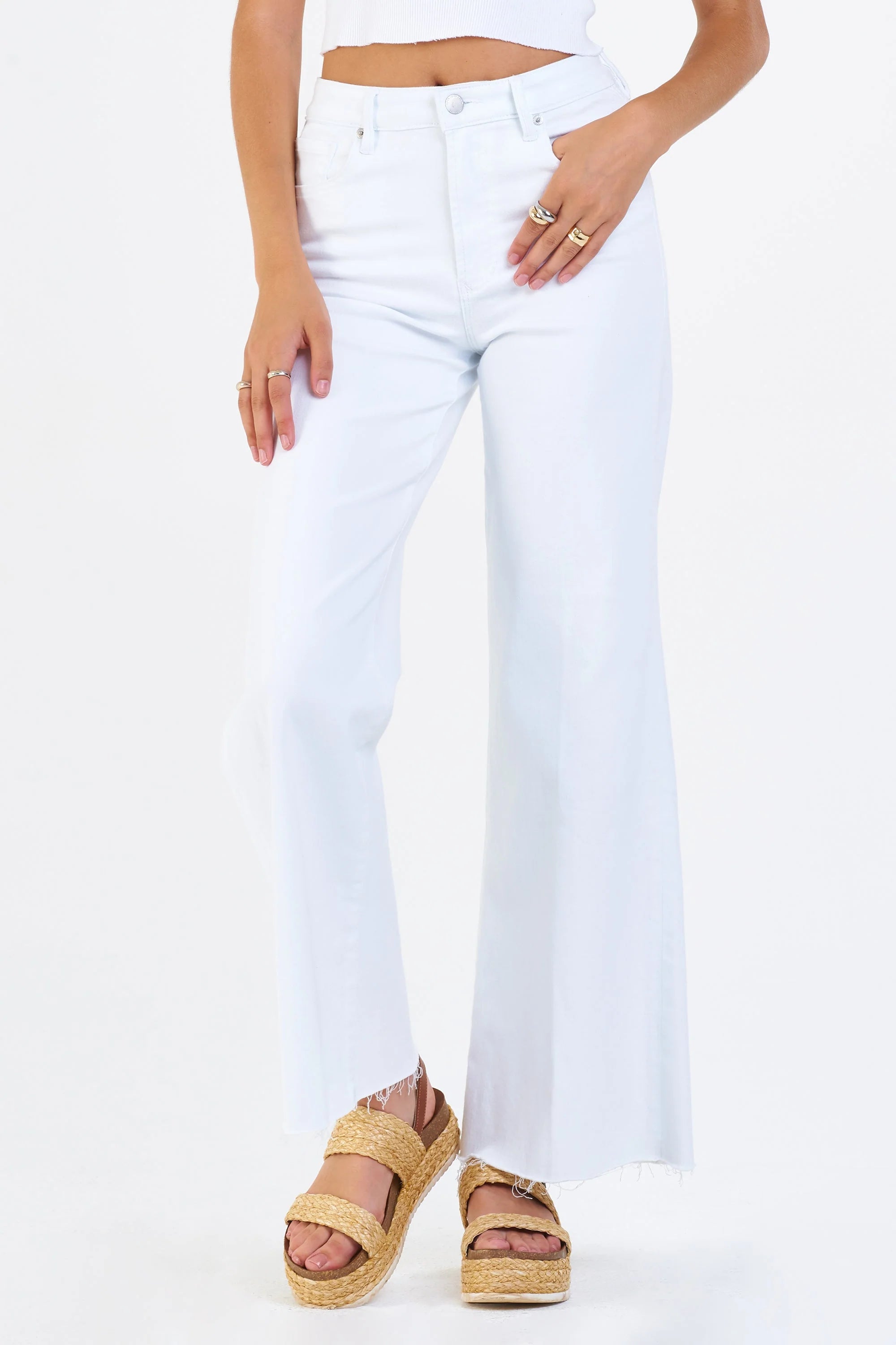 Fiona Super High Rise Wide Leg Jeans - White by Dear John — alternate view