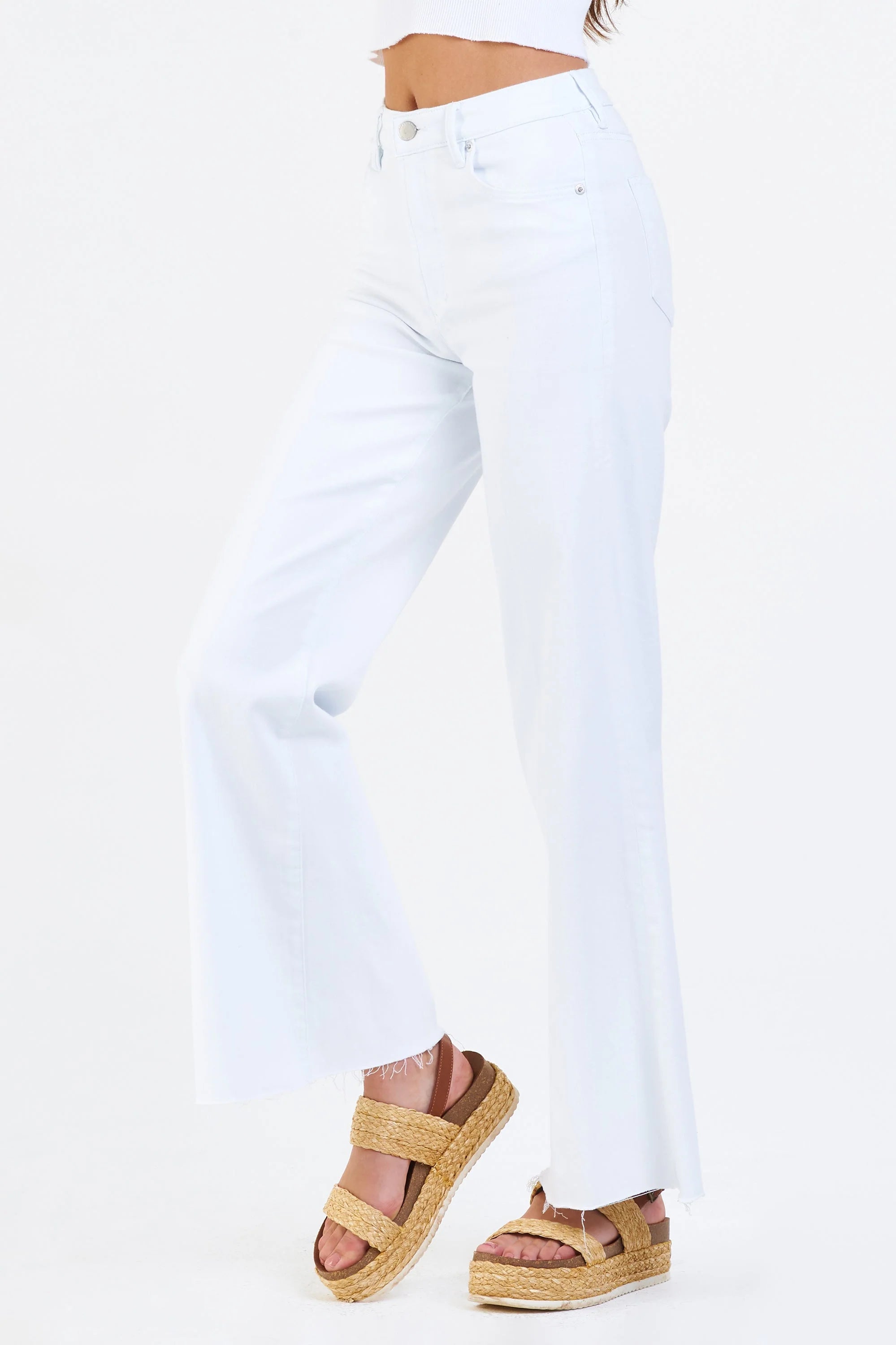Fiona Super High Rise Wide Leg Jeans - White by Dear John — view 3