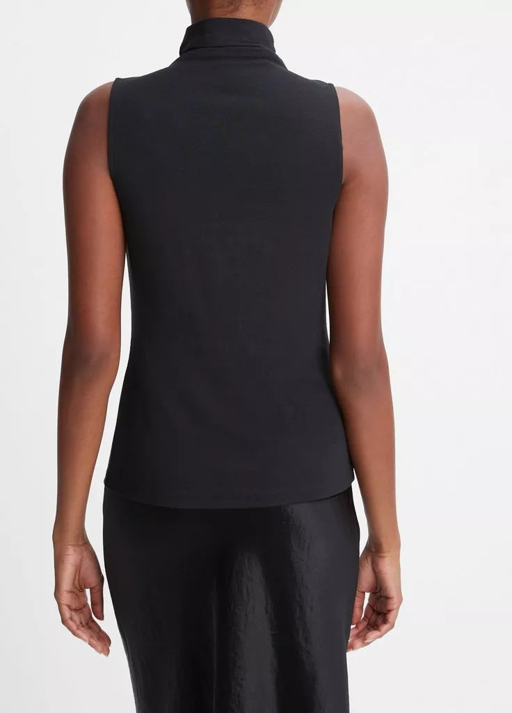 Sleeveless Turtleneck Top - Black by Vince — view 4