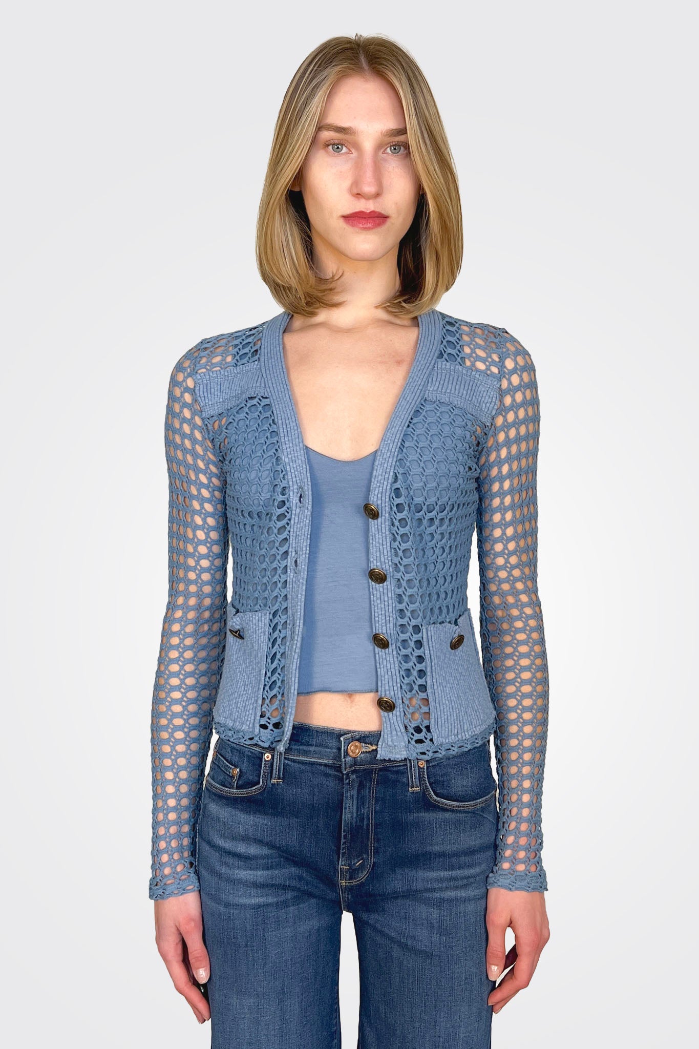Knit Button Cardigan Jacket - Vintage Blue by Pete | 25 South Boutiques