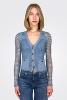 Knit Button Cardigan Jacket - Vintage Blue by Pete — alternate view