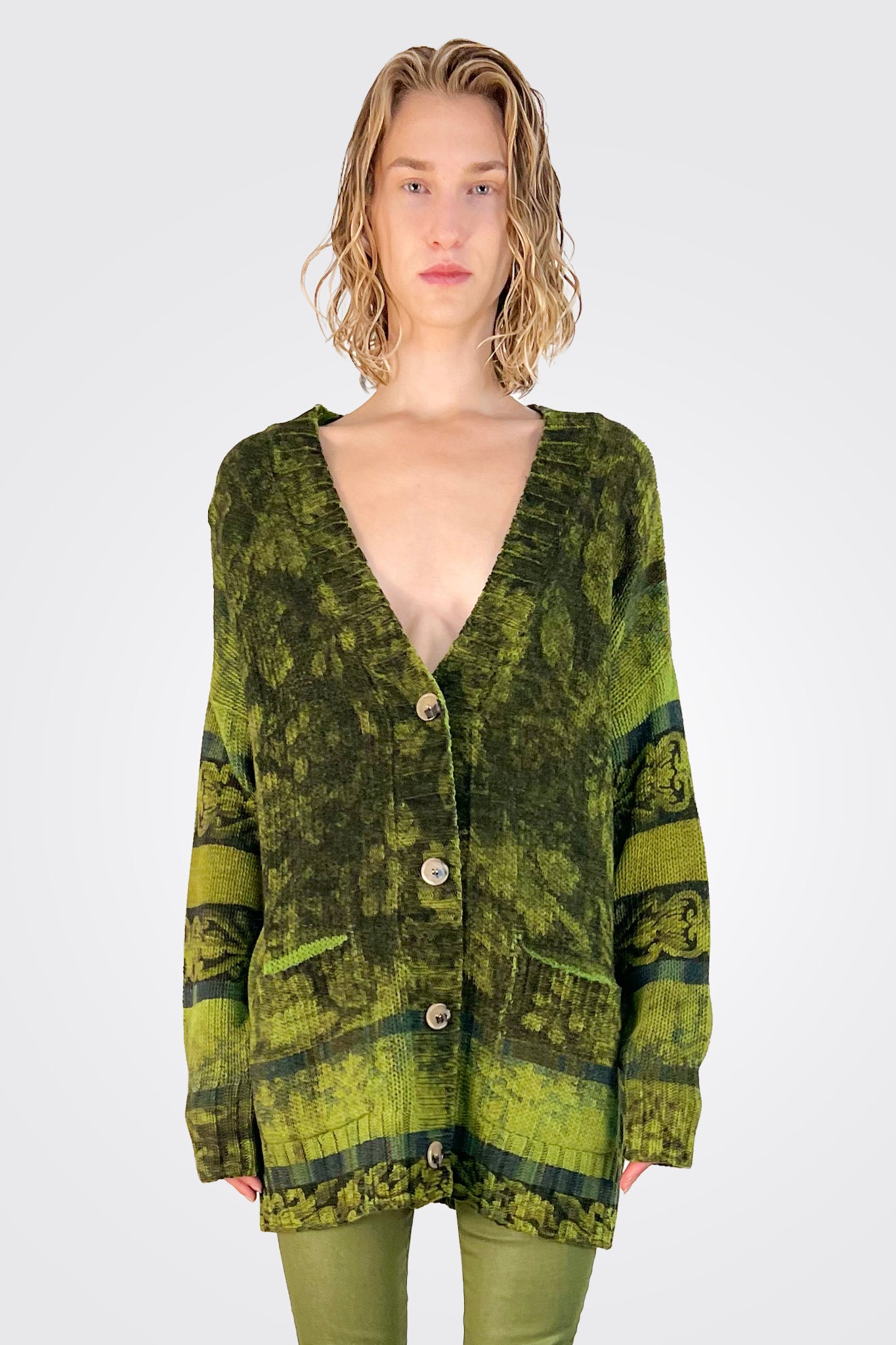 Jacquard Knit Cardigan - Verde by Pierre Louise Mascia | 25 South Boutiques