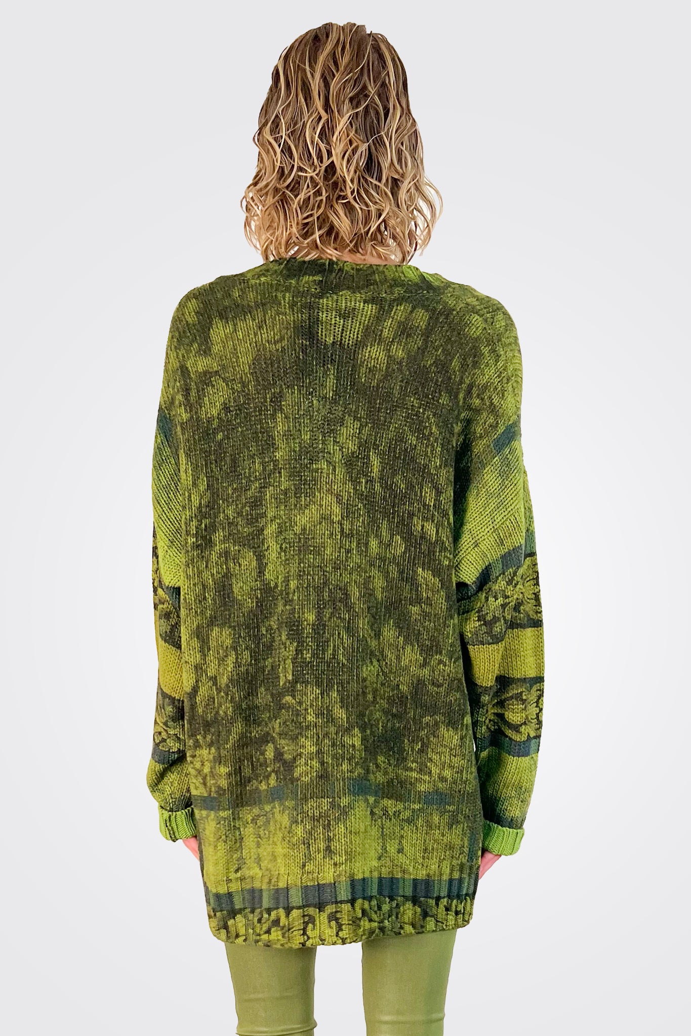 Jacquard Knit Cardigan - Verde by Pierre Louise Mascia — view 3